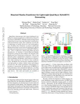 Binarized Mamba-Transformer for Lightweight Quad Bayer HybridEVS Demosaicing