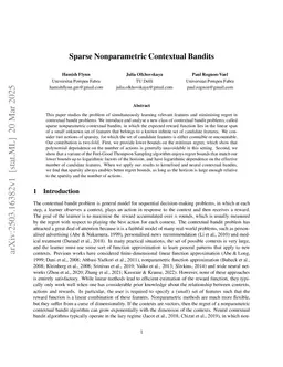 Sparse Nonparametric Contextual Bandits