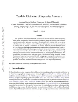 Truthful Elicitation of Imprecise Forecasts