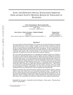Safe and Efficient Social Navigation through Explainable Safety Regions Based on Topological Features