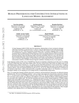 Human Preferences for Constructive Interactions in Language Model Alignment