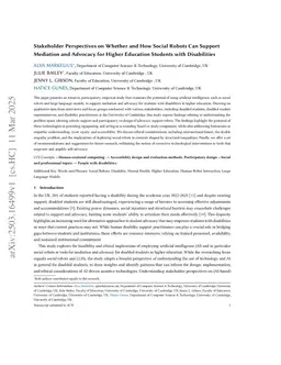 Stakeholder Perspectives on Whether and How Social Robots Can Support Mediation and Advocacy for Higher Education Students with Disabilities