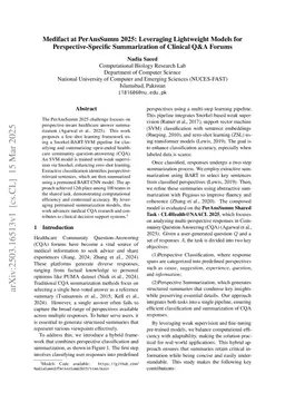 Medifact at PerAnsSumm 2025: Leveraging Lightweight Models for Perspective-Specific Summarization of Clinical Q&A Forums