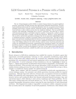 LLM Generated Persona is a Promise with a Catch