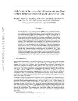 HDLCoRe: A Training-Free Framework for Mitigating Hallucinations in LLM-Generated HDL