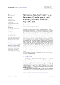 Gender and content bias in Large Language Models: a case study on Google Gemini 2.0 Flash Experimental