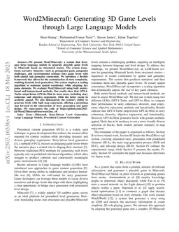 Word2Minecraft: Generating 3D Game Levels through Large Language Models