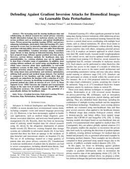 Defending Against Gradient Inversion Attacks for Biomedical Images via Learnable Data Perturbation