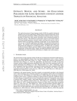 Extract, Match, and Score: An Evaluation Paradigm for Long Question-context-answer Triplets in Financial Analysis