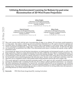 Utilizing Reinforcement Learning for Bottom-Up part-wise Reconstruction of 2D Wire-Frame Projections
