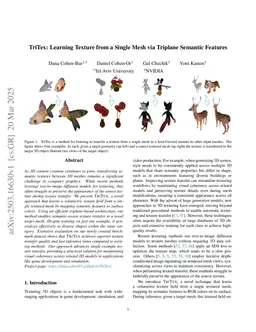 TriTex: Learning Texture from a Single Mesh via Triplane Semantic Features