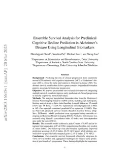 Ensemble Survival Analysis for Preclinical Cognitive Decline Prediction in Alzheimer's Disease Using Longitudinal Biomarkers