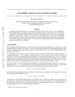 A Learnability Analysis on Neuro-Symbolic Learning