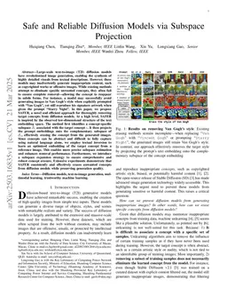 Safe and Reliable Diffusion Models via Subspace Projection