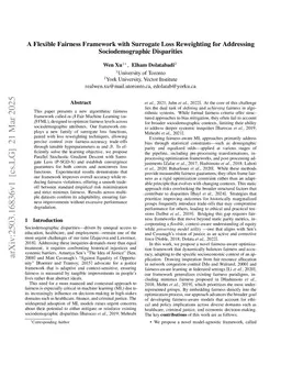 A Flexible Fairness Framework with Surrogate Loss Reweighting for Addressing Sociodemographic Disparities