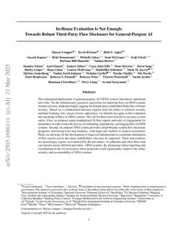 In-House Evaluation Is Not Enough: Towards Robust Third-Party Flaw Disclosure for General-Purpose AI