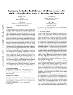 Improving the End-to-End Efficiency of Offline Inference for Multi-LLM Applications Based on Sampling and Simulation