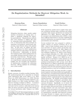 Do regularization methods for shortcut mitigation work as intended?