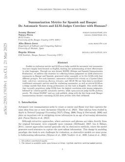 Summarization Metrics for Spanish and Basque: Do Automatic Scores and LLM-Judges Correlate with Humans?