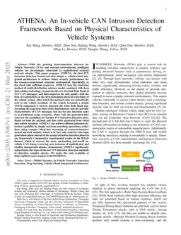 ATHENA: An In-vehicle CAN Intrusion Detection Framework Based on Physical Characteristics of Vehicle Systems