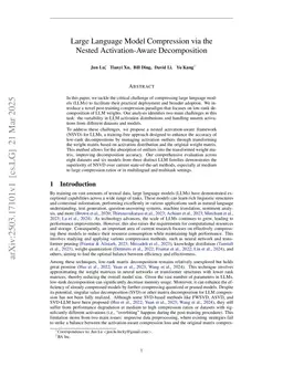 Large Language Model Compression via the Nested Activation-Aware Decomposition