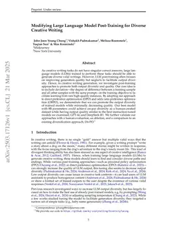 Modifying Large Language Model Post-Training for Diverse Creative Writing