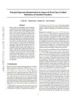 Principal Eigenvalue Regularization for Improved Worst-Class Certified Robustness of Smoothed Classifiers