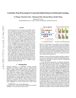 LoGoFair: Post-Processing for Local and Global Fairness in Federated Learning