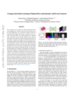 Unsupervised Joint Learning of Optical Flow and Intensity with Event Cameras