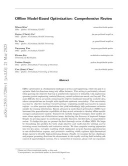 Offline Model-Based Optimization: Comprehensive Review