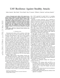 UAV Resilience Against Stealthy Attacks