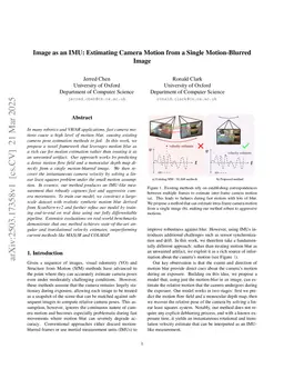 Image as an IMU: Estimating Camera Motion from a Single Motion-Blurred Image