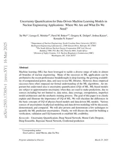 Uncertainty Quantification for Data-Driven Machine Learning Models in Nuclear Engineering Applications: Where We Are and What Do We Need?