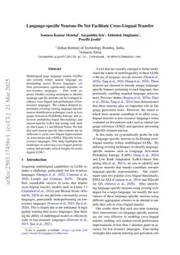 Language-specific Neurons Do Not Facilitate Cross-Lingual Transfer