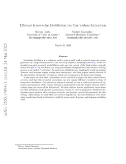 Efficient Knowledge Distillation via Curriculum Extraction