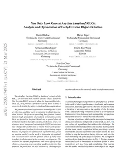 You Only Look Once at Anytime (AnytimeYOLO): Analysis and Optimization of Early-Exits for Object-Detection