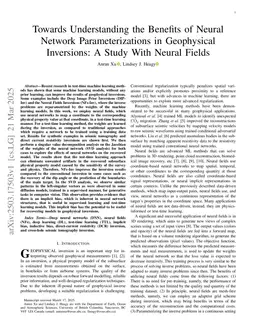 Towards Understanding the Benefits of Neural Network Parameterizations in Geophysical Inversions: A Study With Neural Fields