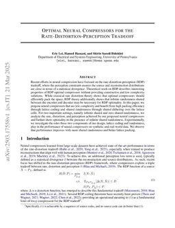 Optimal Neural Compressors for the Rate-Distortion-Perception Tradeoff