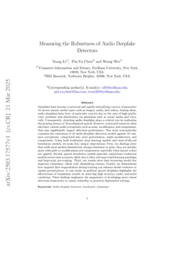 Measuring the Robustness of Audio Deepfake Detectors