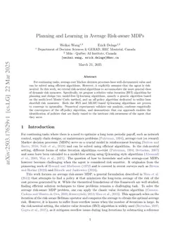 Planning and Learning in Average Risk-aware MDPs