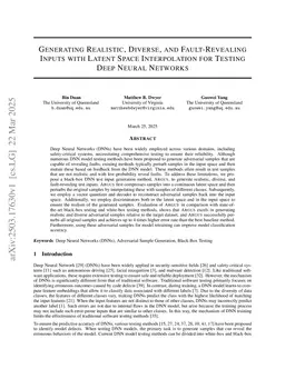 Generating Realistic, Diverse, and Fault-Revealing Inputs with Latent Space Interpolation for Testing Deep Neural Networks