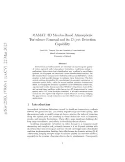 MAMAT: 3D Mamba-Based Atmospheric Turbulence Removal and its Object Detection Capability