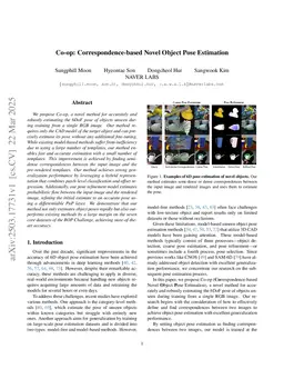 Co-op: Correspondence-based Novel Object Pose Estimation