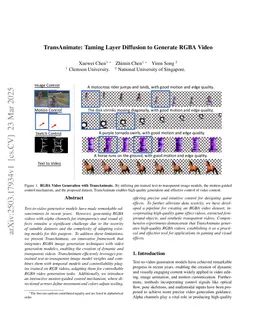 TransAnimate: Taming Layer Diffusion to Generate RGBA Video