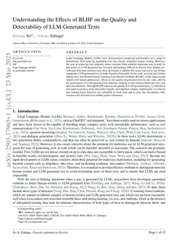 Understanding the Effects of RLHF on the Quality and Detectability of LLM-Generated Texts