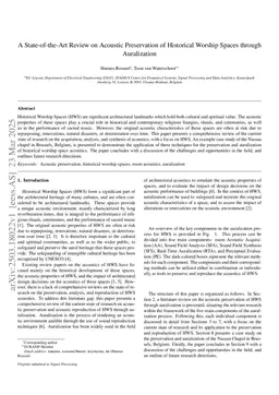 A State-of-the-Art Review on Acoustic Preservation of Historical Worship Spaces through Auralization