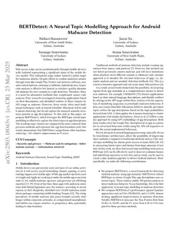 BERTDetect: A Neural Topic Modelling Approach for Android Malware Detection