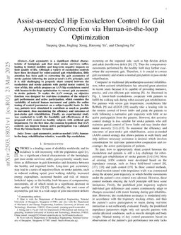 Assist-as-needed Hip Exoskeleton Control for Gait Asymmetry Correction via Human-in-the-loop Optimization