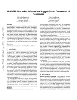 GINGER: Grounded Information Nugget-Based Generation of Responses