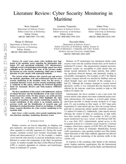 A Systematic Literature Review of Cyber Security Monitoring in Maritime